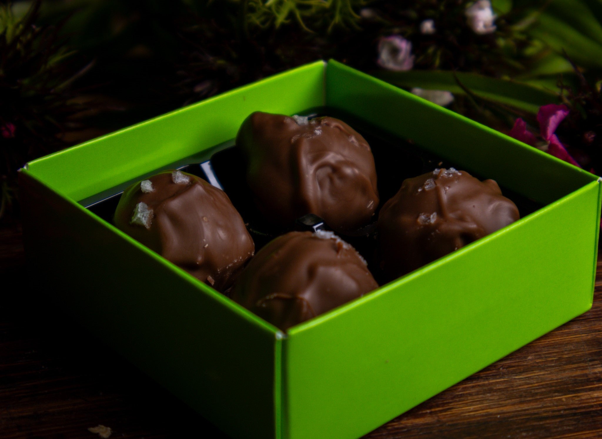 Milk chocolate salted caramel truffles