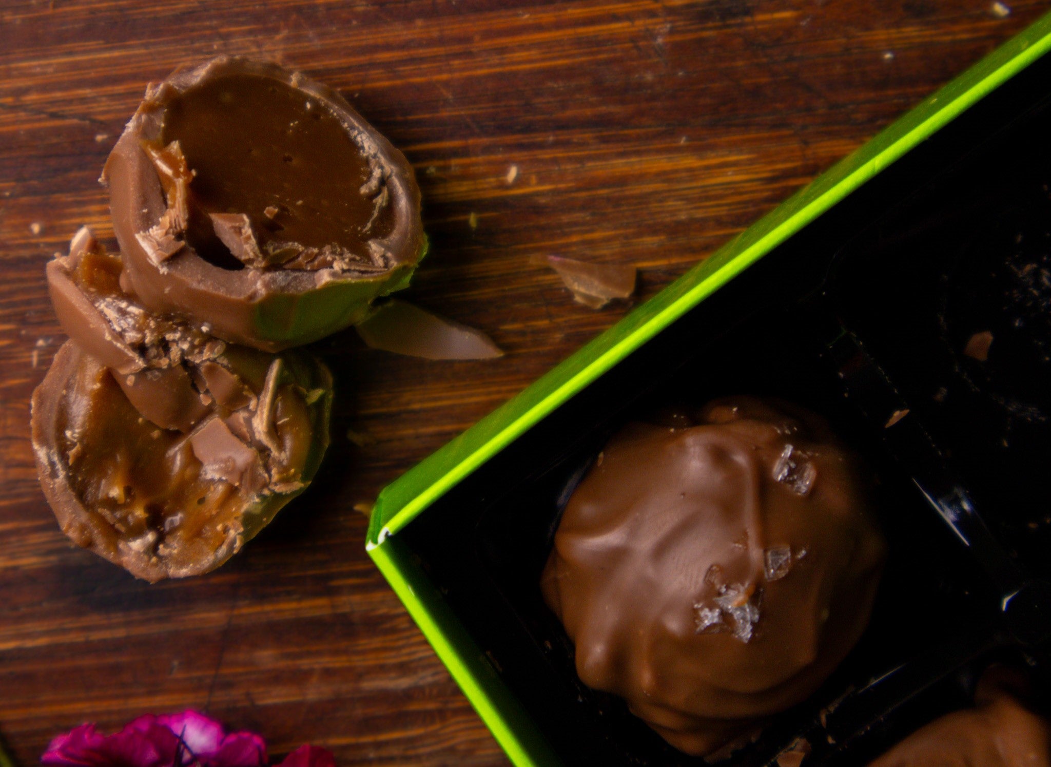 Milk chocolate salted caramel truffles