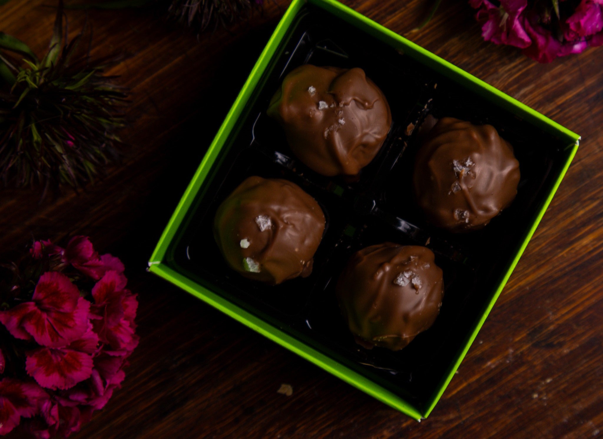 Milk chocolate salted caramel truffles